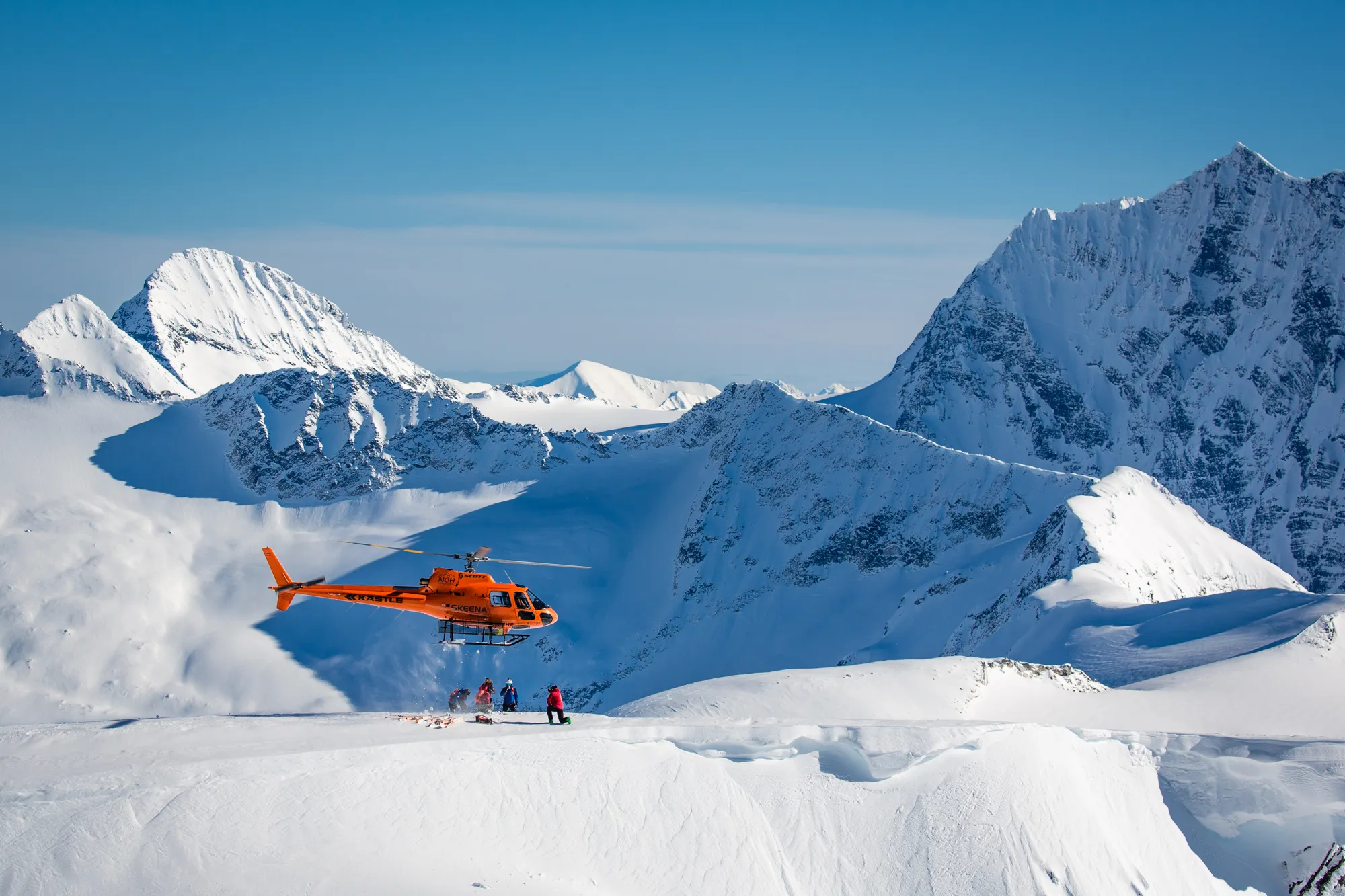 Epic small group heli skiing in Canada with Unlimited Vertical and huge terrain at Skeena Heliskiing.